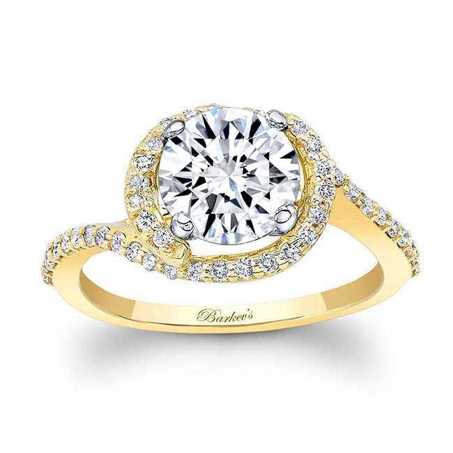  Yellow Gold Half Halo Moissanite Engagement Ring Image 1