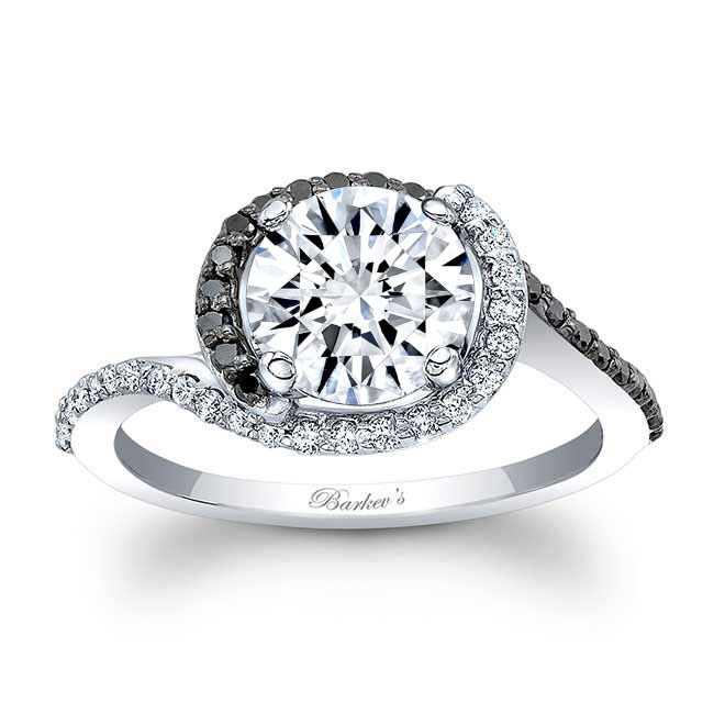  Black Diamond Accent Half Halo Moissanite Engagement Ring Image 1