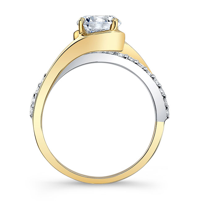  Yellow Gold Simple Unique Moissanite Engagement Ring Image 2