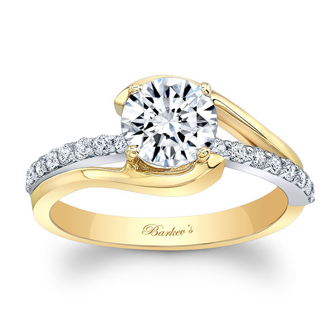  Yellow Gold Simple Unique Moissanite Engagement Ring Image 1