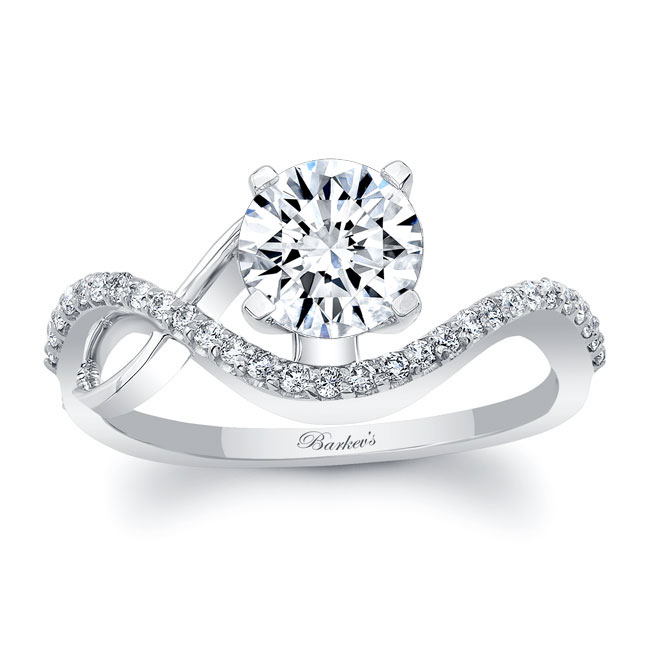 Platinum Curved Moissanite Wedding Ring Image 1