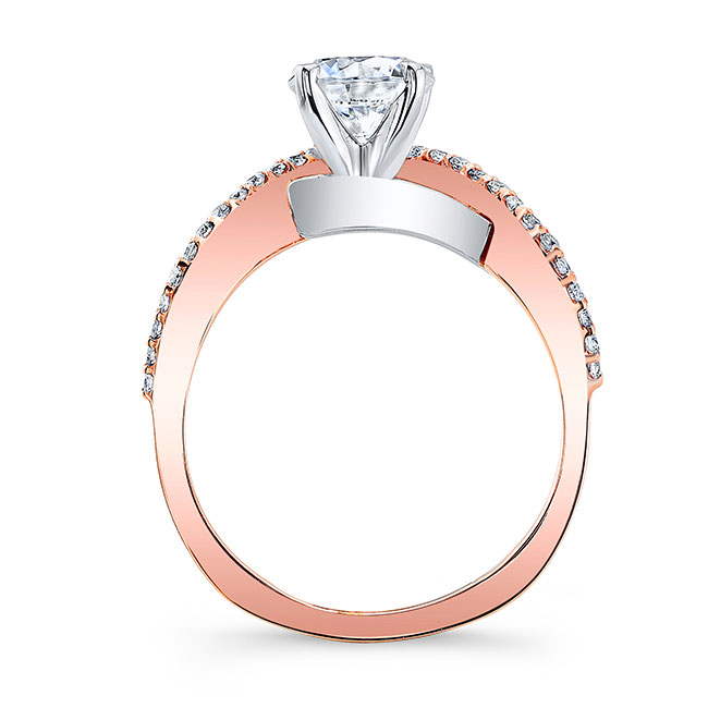 White Rose Gold Curved Wedding Ring Image 5