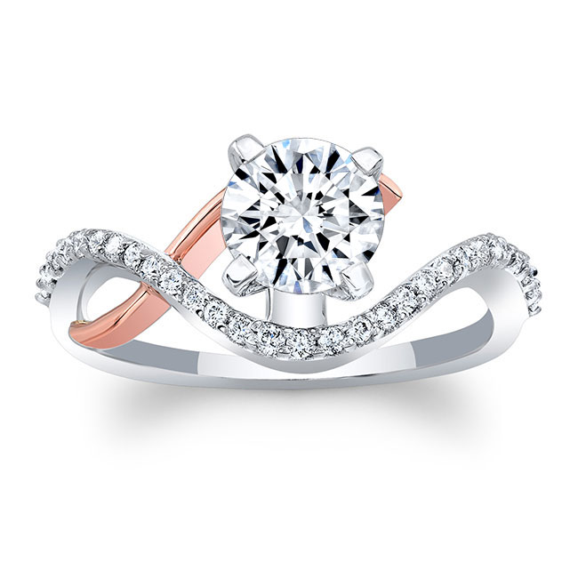  White Rose Gold Curved Wedding Ring Image 1