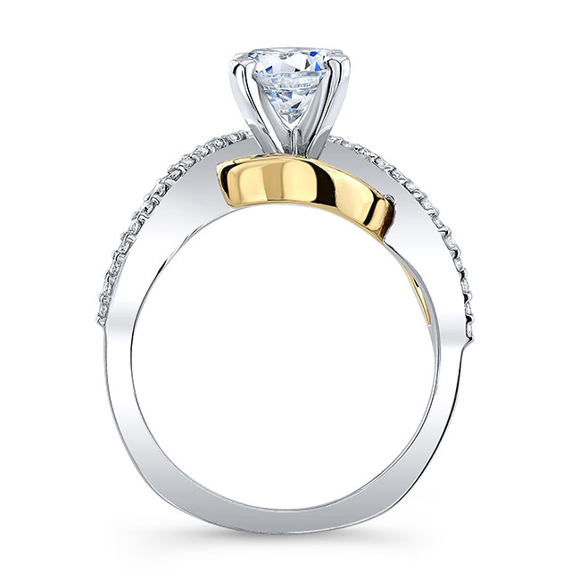  White Yellow Gold Curved Moissanite Wedding Ring Image 2