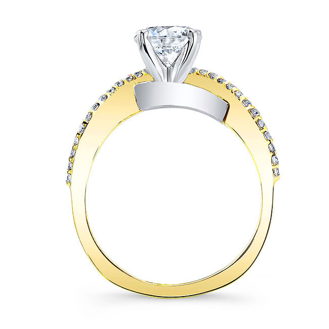  Yellow Gold Curved Moissanite Wedding Ring Image 2