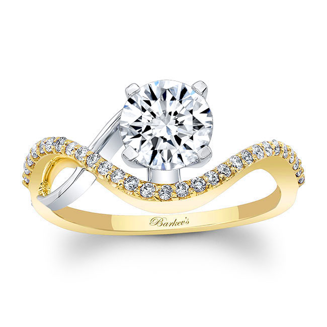  Yellow Gold Curved Moissanite Wedding Ring Image 1