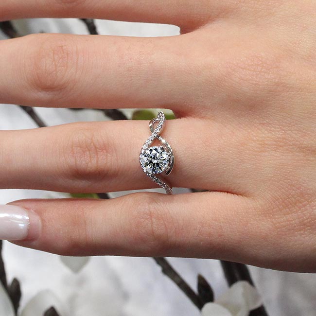 White Gold Curved Lab Grown Diamond Wedding Ring Image 3