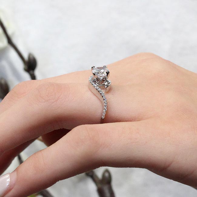 White Gold Curved Lab Grown Diamond Wedding Ring Image 4