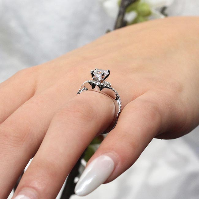 White Gold Curved Lab Grown Diamond Wedding Ring Image 5