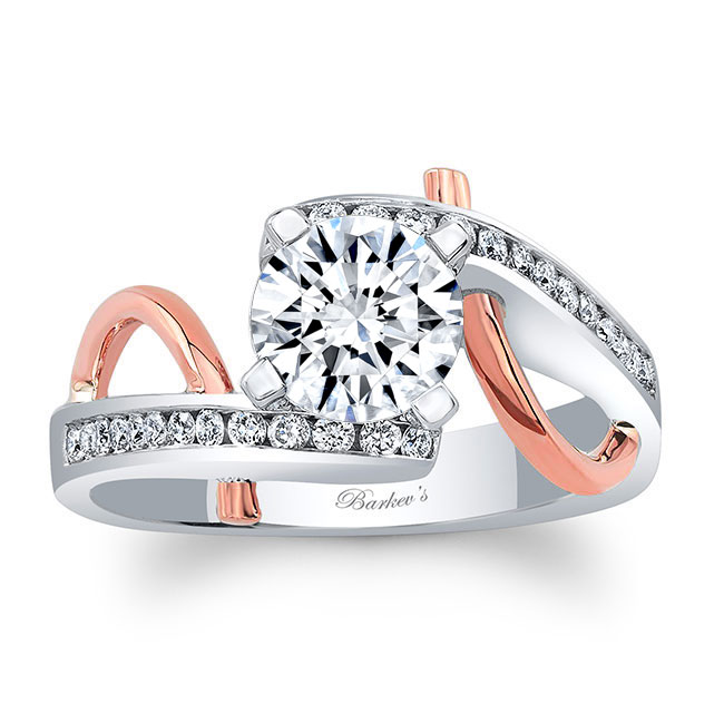 White Rose Gold Unique Style Engagement Ring Image 1