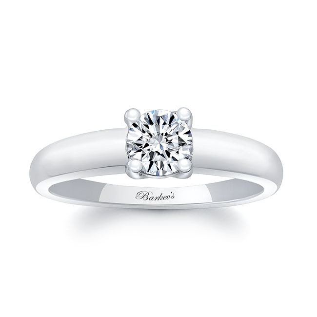  White Gold Simple Solitaire Lab Grown Diamond Ring Image 1
