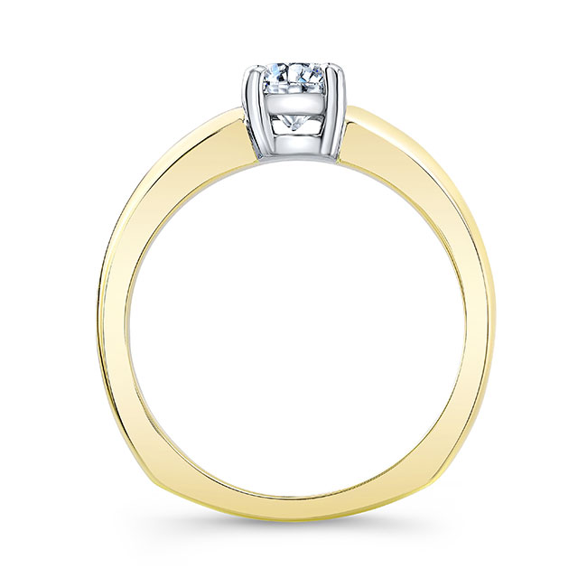  White Yellow Gold Simple Solitaire Lab Grown Diamond Ring Image 2