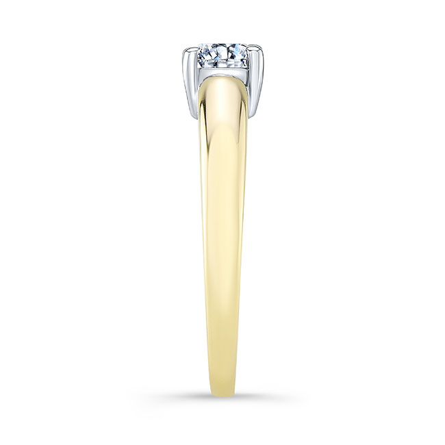  White Yellow Gold Simple Solitaire Lab Grown Diamond Ring Image 3