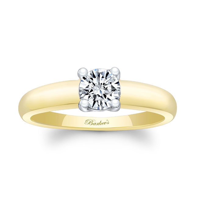  White Yellow Gold Simple Solitaire Lab Grown Diamond Ring Image 1