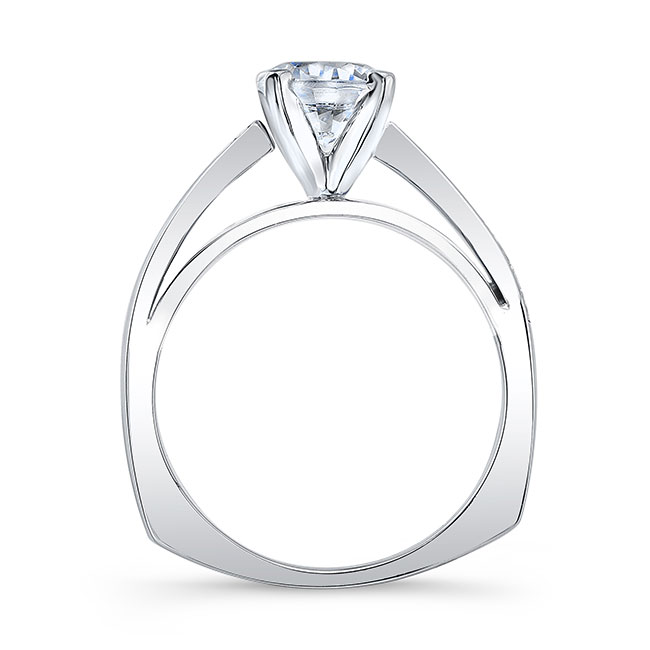 Platinum Split Shank Pave Moissanite Engagement Ring Image 2