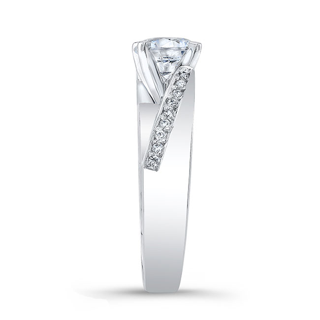 Platinum Split Shank Pave Moissanite Engagement Ring Image 3