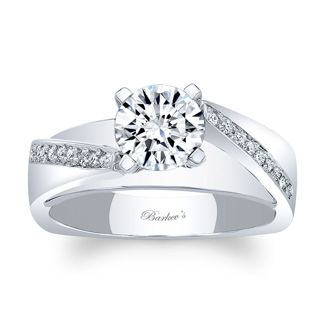 Platinum Split Shank Pave Moissanite Engagement Ring Image 1