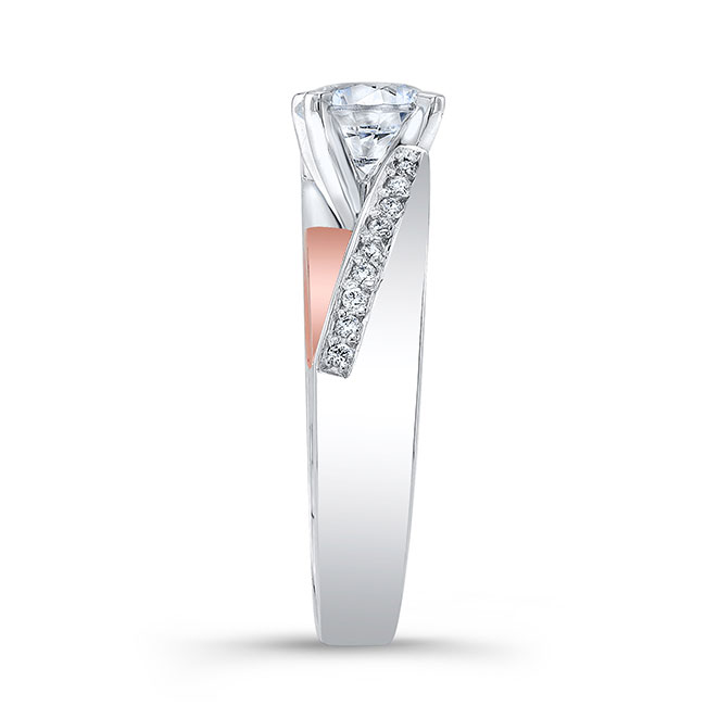  White Rose Gold Split Shank Pave Moissanite Engagement Ring Image 3