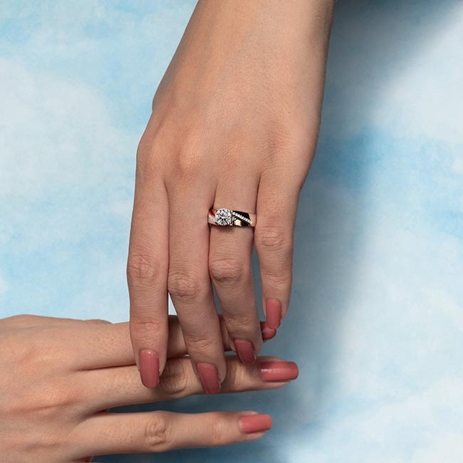  White Rose Gold Split Shank Pave Moissanite Engagement Ring Image 4
