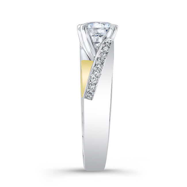  White Yellow Gold Split Shank Pave Moissanite Engagement Ring Image 3