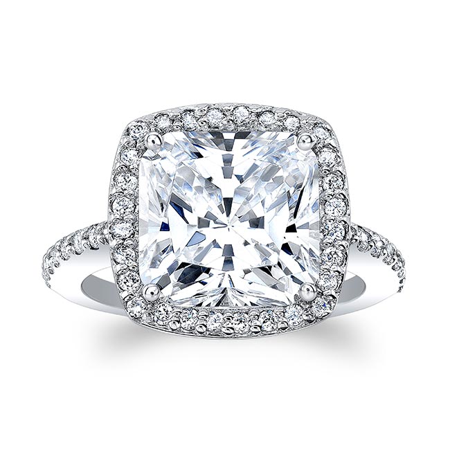 Platinum 5 Carat Cushion Diamond Halo Ring Image 1