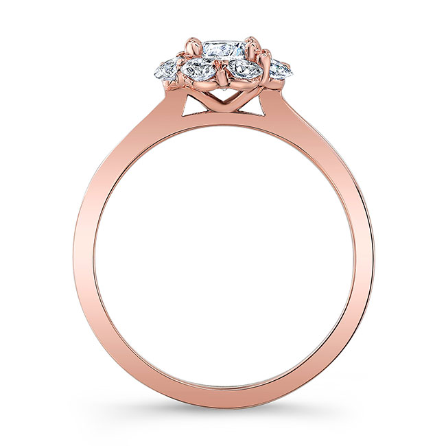  Rose Gold Halo Solitaire Moissanite Wedding Ring Set Image 2