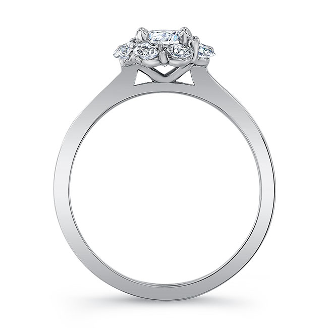  White Gold Halo Solitaire Moissanite Wedding Ring Set Image 2