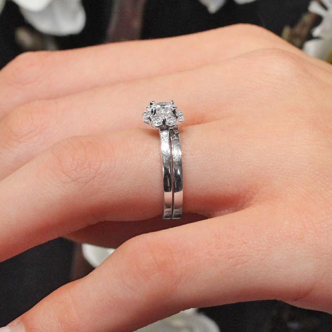 Platinum Halo Solitaire Wedding Ring Set Image 5