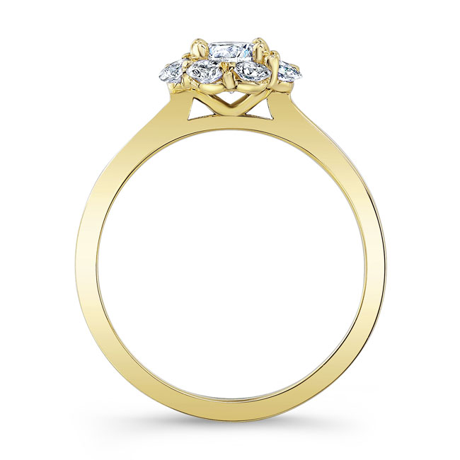  Yellow Gold Halo Solitaire Moissanite Wedding Ring Set Image 2