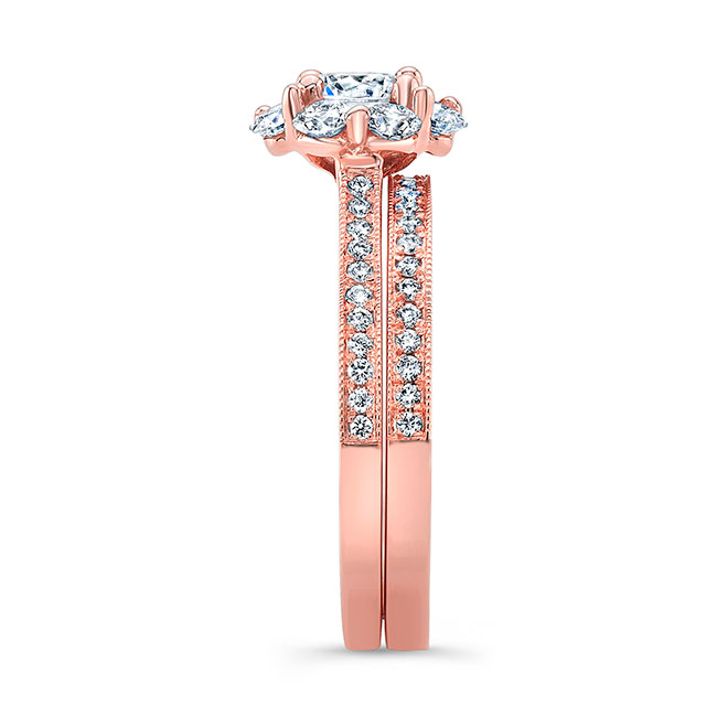  Rose Gold Halo Diamond Ring Set Image 3