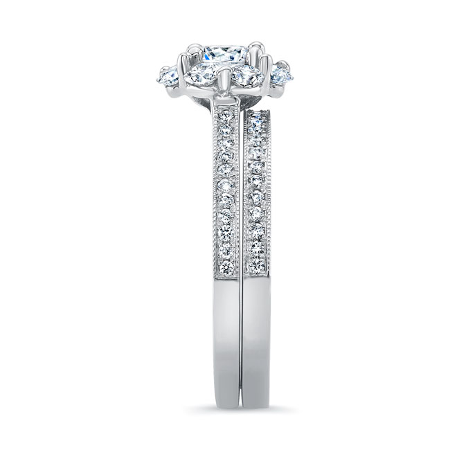 Platinum Halo Diamond Ring Set Image 3