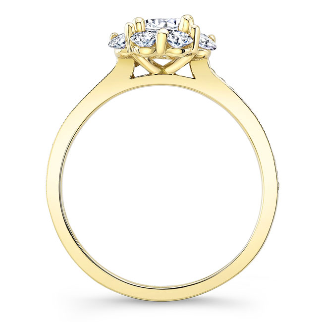  Yellow Gold Halo Diamond Ring Set Image 2