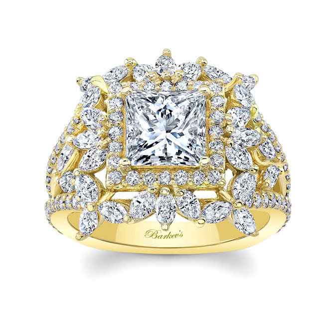 14K Yellow Gold Vintage Princess Cut Diamond Ring | Barkev's