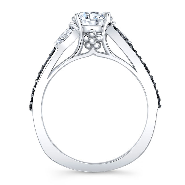 Platinum Curved Split Shank Black Diamond Accent Ring Image 2