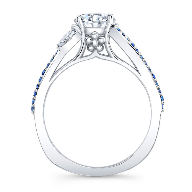  Curved Split Shank Moissanite Sapphire Accent Ring Image 2