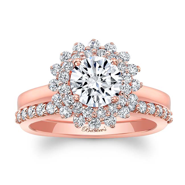 Rose Gold Starburst Lab Grown Diamond Bridal Set