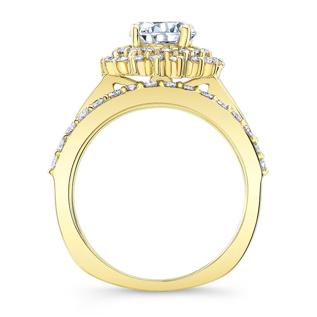 Yellow Gold Starburst Moissanite Bridal Set With Two Bands Image 2