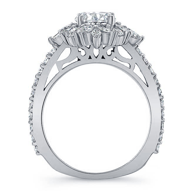 Platinum Marquise Halo Moissanite Engagement Ring Image 2