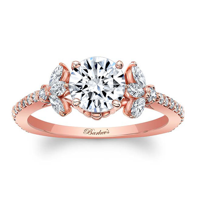  Rose Gold Lab Grown Diamond Leaf Engagement Ring Image 1