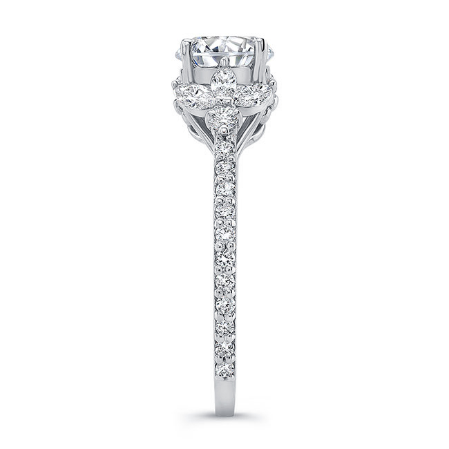 Platinum Lab Grown Diamond Leaf Engagement Ring Image 3