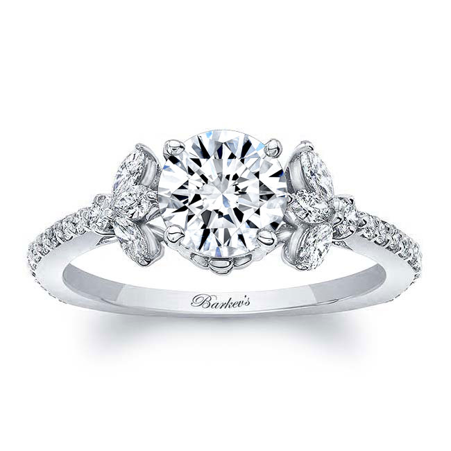 White Gold Lab Grown Diamond Leaf Engagement Ring Image 1