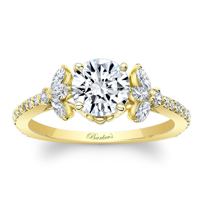  Yellow Gold Lab Grown Diamond Leaf Engagement Ring Image 1