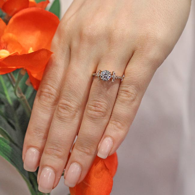  Rose Gold Lab Grown Diamond Leaf Engagement Ring Image 5