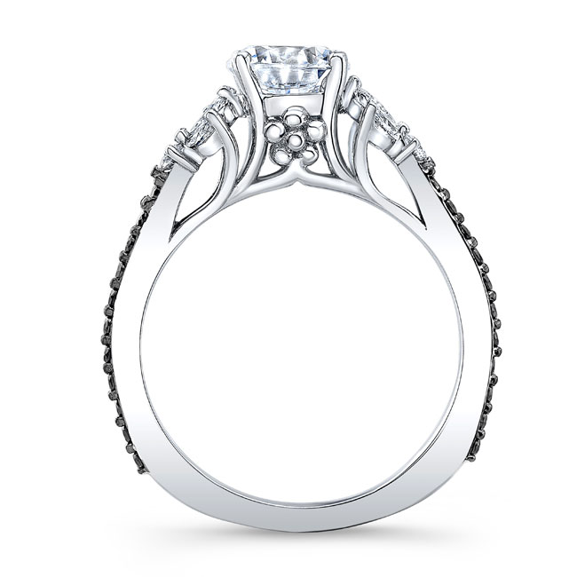 Black Diamond Accent Leaf Engagement Ring Image 2