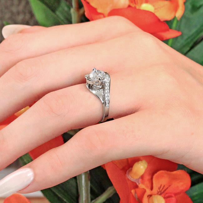 White Gold Split Shank Cathedral Lab Diamond Engagement Ring Image 5