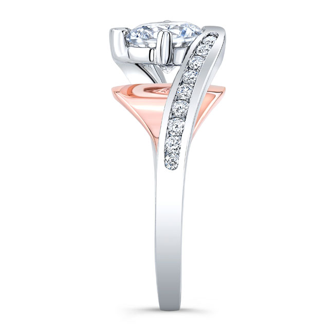  White Rose Gold Split Shank Cathedral Lab Grown Diamond Engagement Ring Image 3
