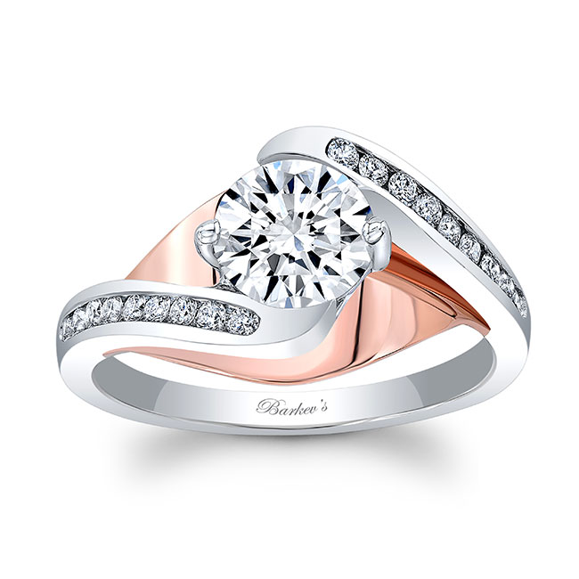  White Rose Gold Split Shank Cathedral Lab Grown Diamond Engagement Ring Image 1