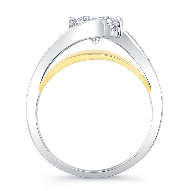  White Yellow Gold Split Shank Cathedral Lab Grown Diamond Engagement Ring Image 2