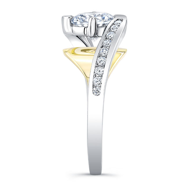  White Yellow Gold Split Shank Cathedral Engagement Ring Image 3
