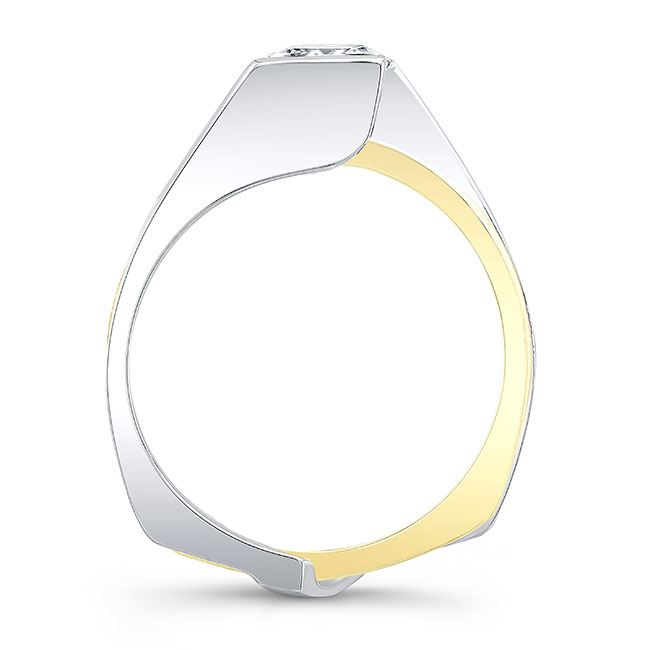 White Yellow Gold Interlocking Princess Cut Moissanite Ring Set Image 2